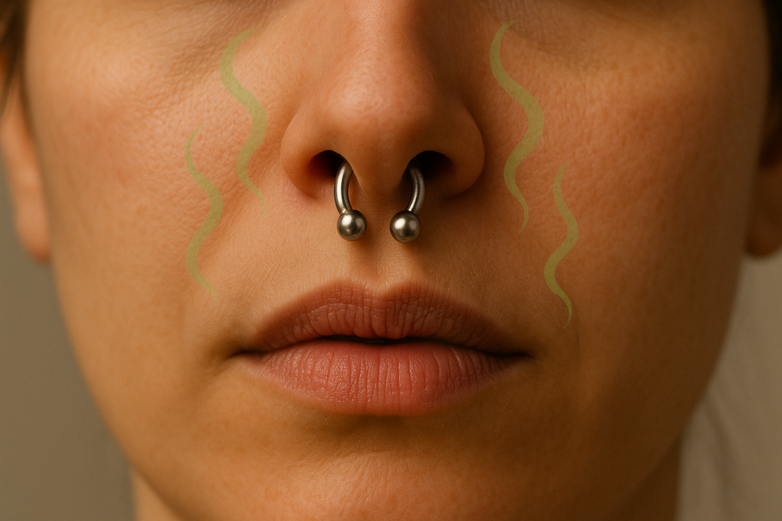 someone with a septum piercing that smells very bad