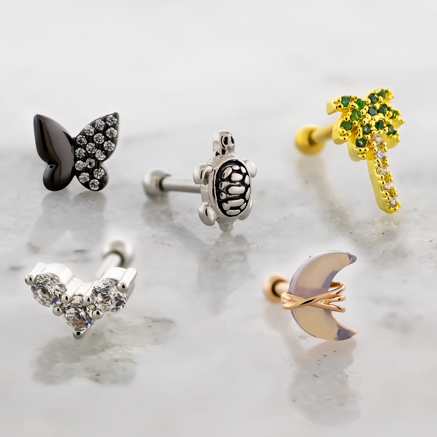 Novelty Cartilage Barbells Externally Threaded Steel Jewelry
