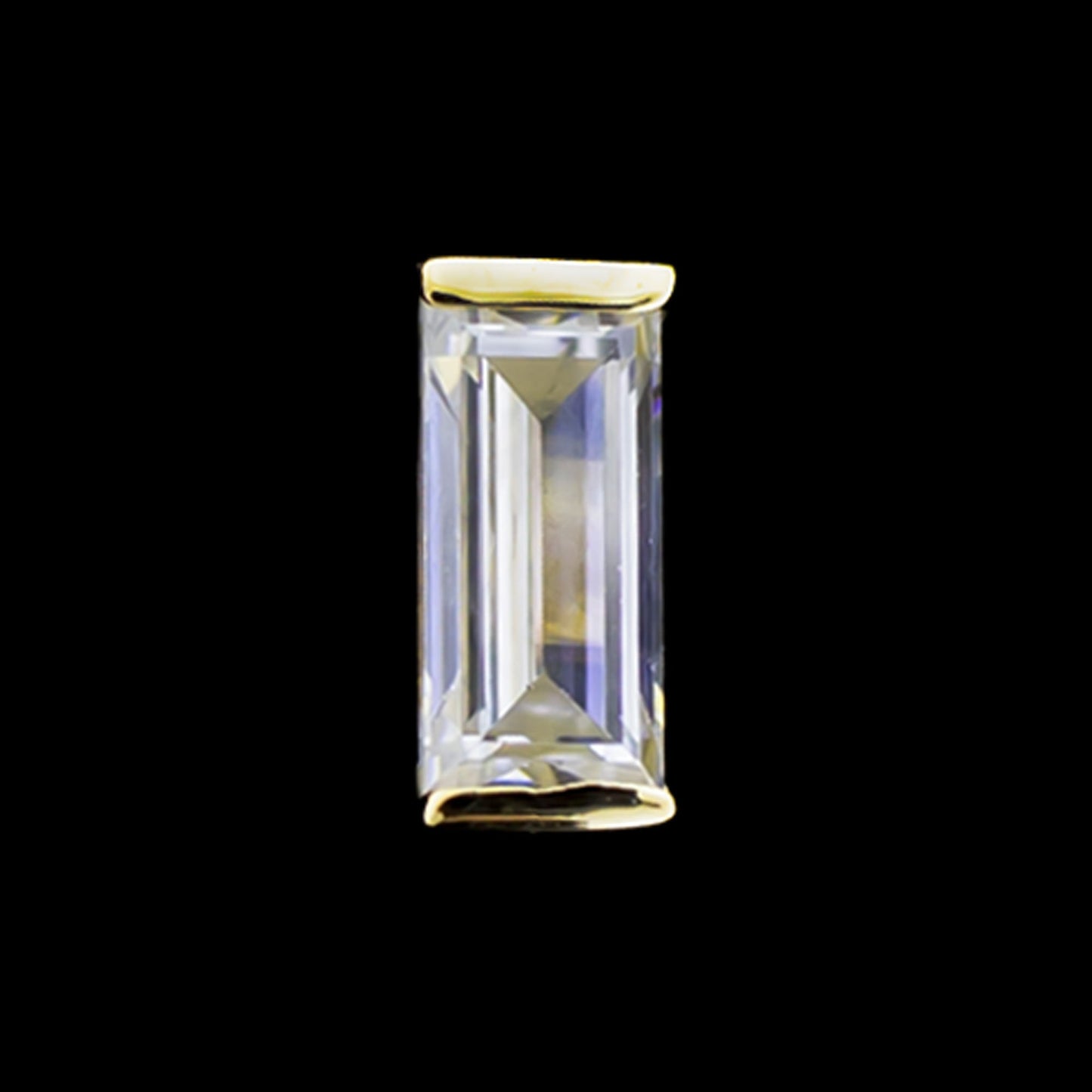 Radiance - 14K Gold Baguette-Cut CZ Threadless End - Pierced Addiction