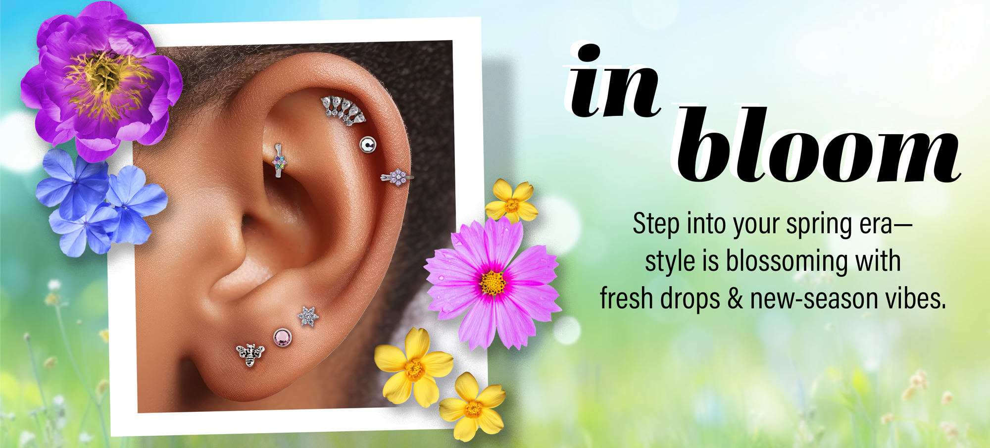 Spring themed ear curation with beautiful colorful booms