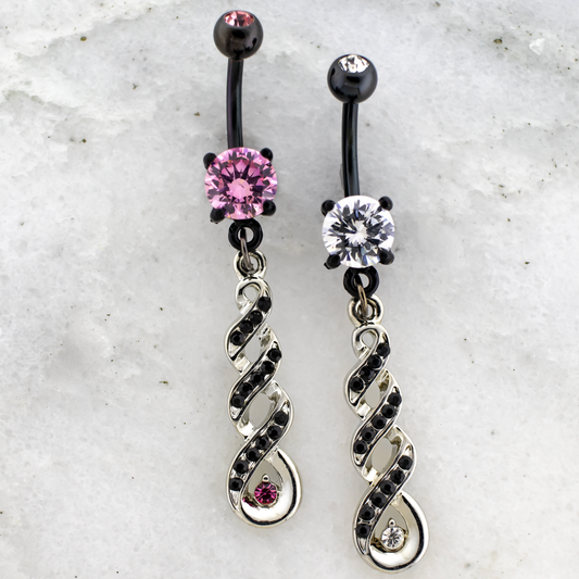 14G Fancy CZ Navel Ring - Pierced Addiction