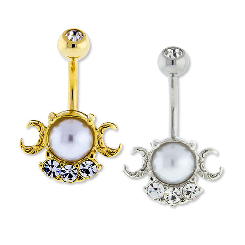 Pearl Moon Navel Ring