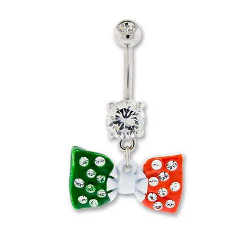 Irish Flag Bow Navel Ring