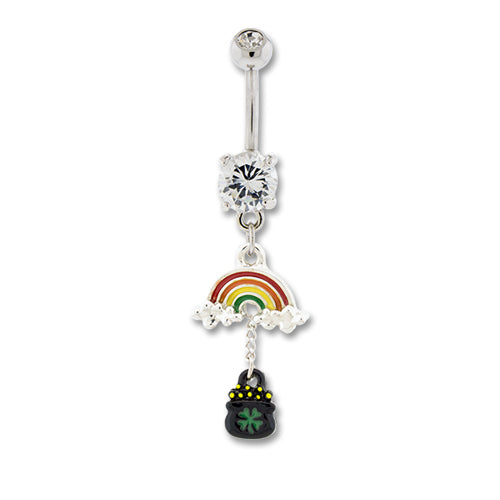 Pot of Gold Rainbow Dangle Navel Ring