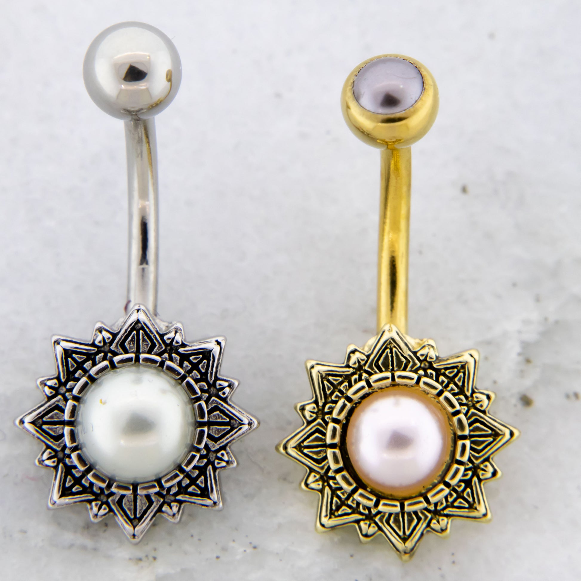 14G Sun With Pearl Navel Ring