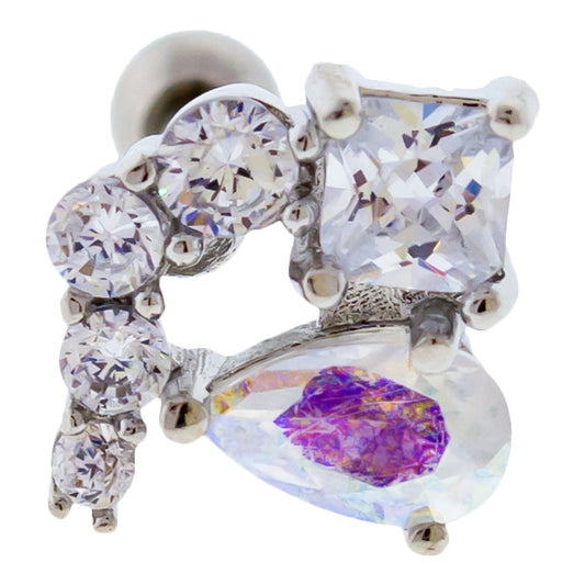 Multi-Shape Gem Cluster Ear Barbell - Pierced Addiction