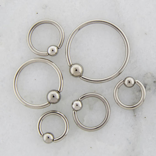 12G Steel Hand Polished Captive Bead Rings