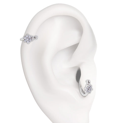 16G 1/4" Gem Flower Ear Clicker