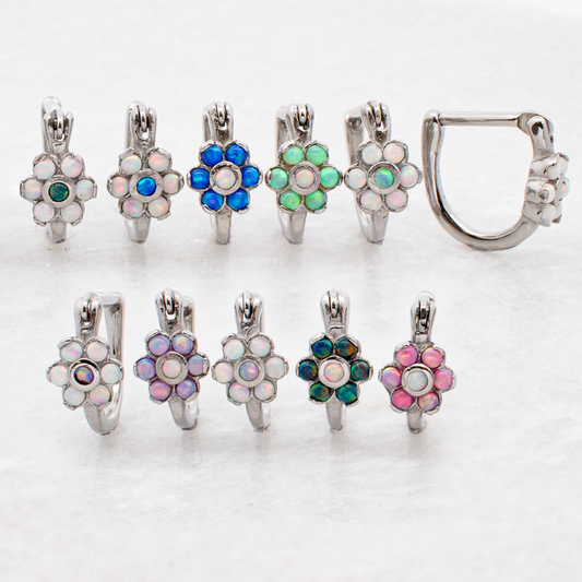 Ear Clicker - Opal Flower 16G