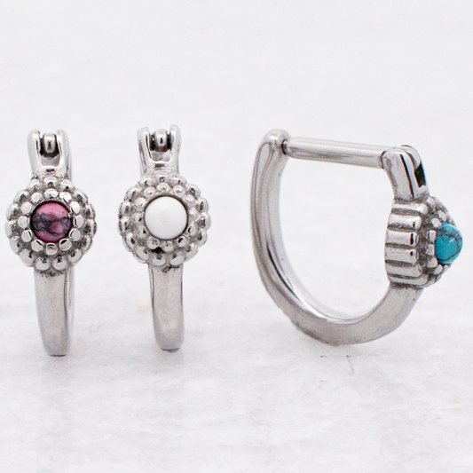 Ear Clicker - Cabochon Flower 16G