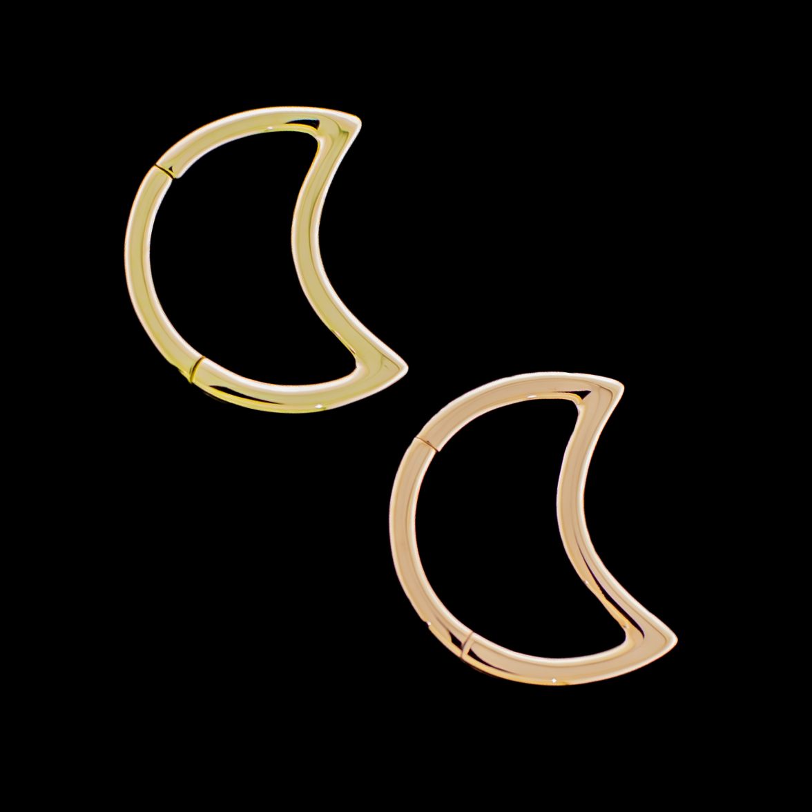 Valia - 14Kt Gold Hinged Ring - Crescent Moon - Pierced Addiction