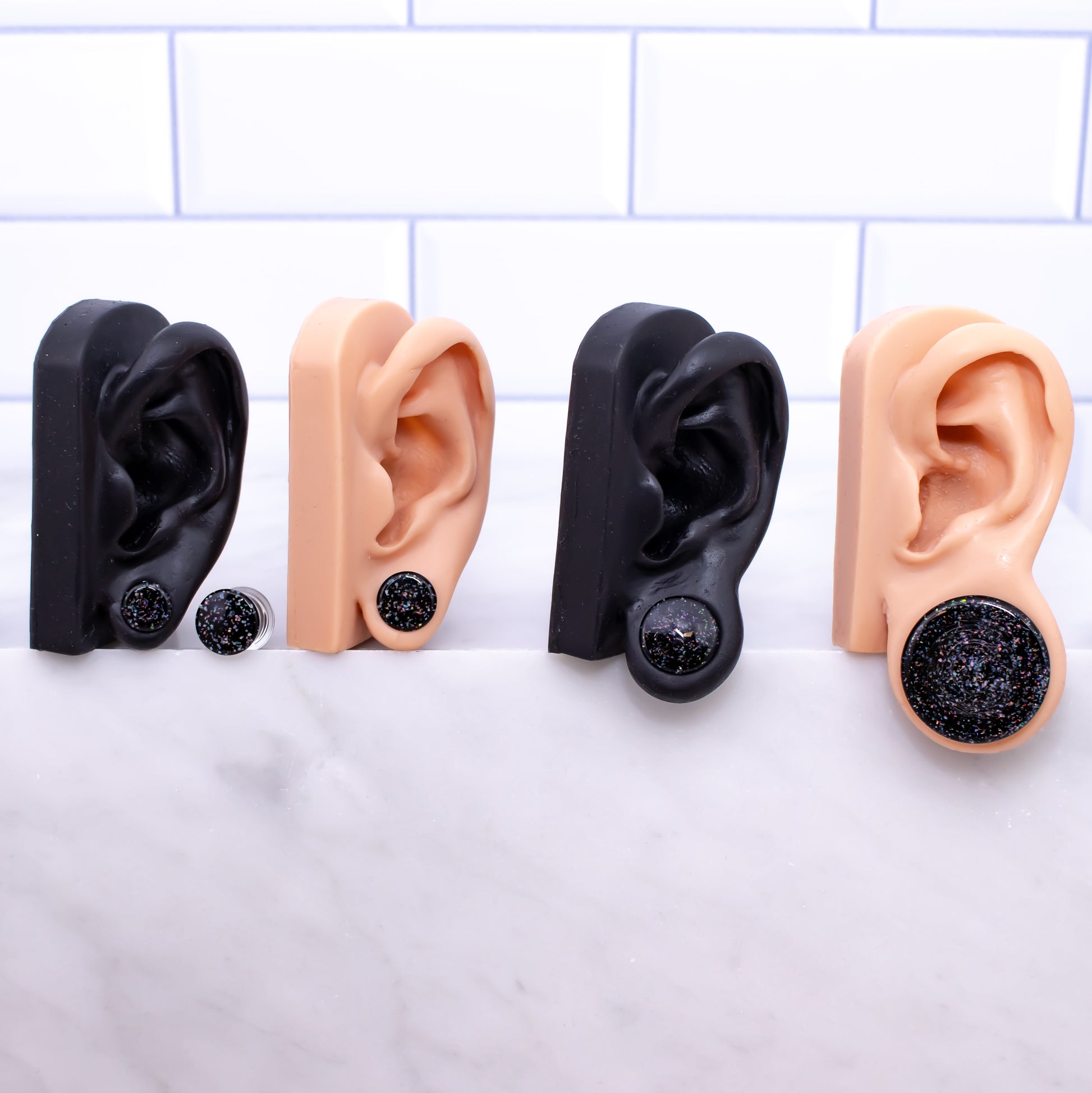 Crushed Opal Borosilicate Glass Double Flare Plugs - Pierced Addiction
