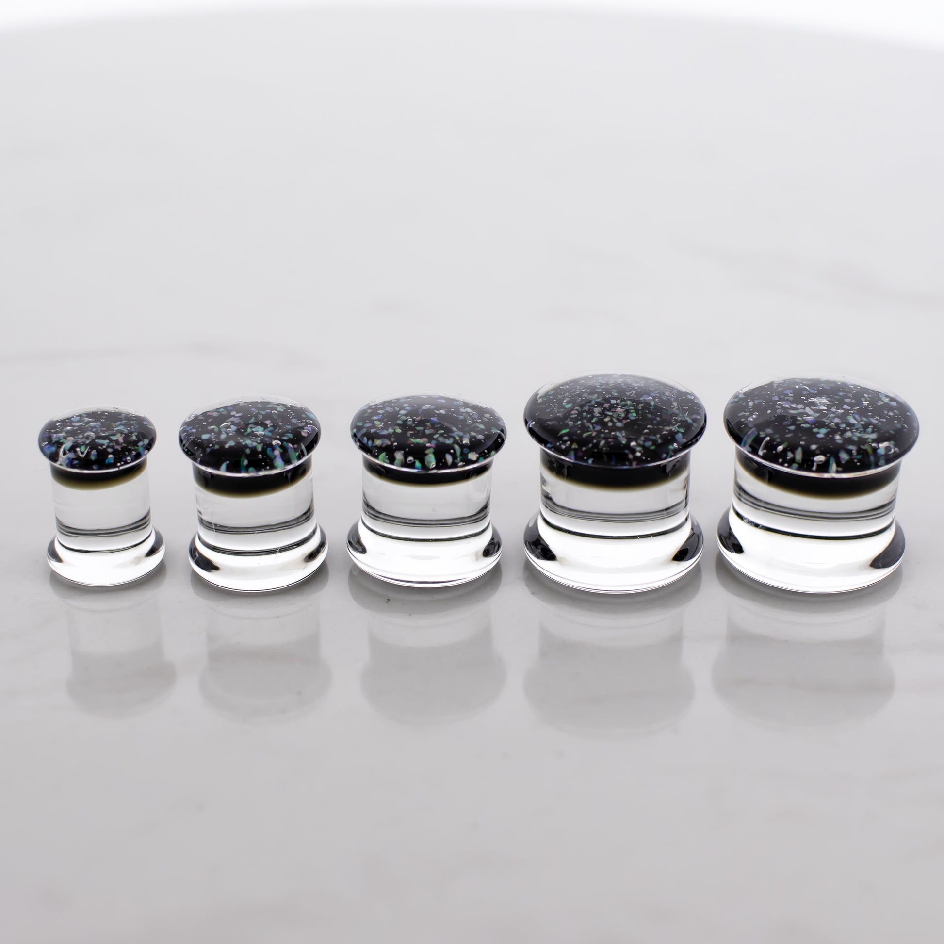 Crushed Opal Borosilicate Glass Double Flare Plugs - Pierced Addiction