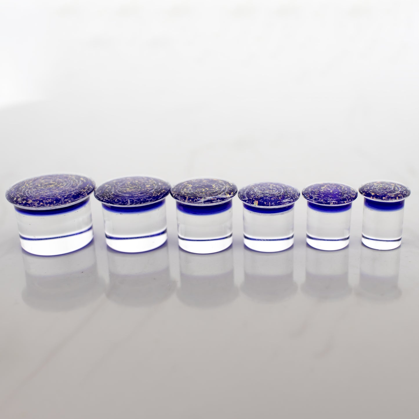Candy Apple Red Over Blue Dichroic Glass Single Flare Plugs - Pierced Addiction