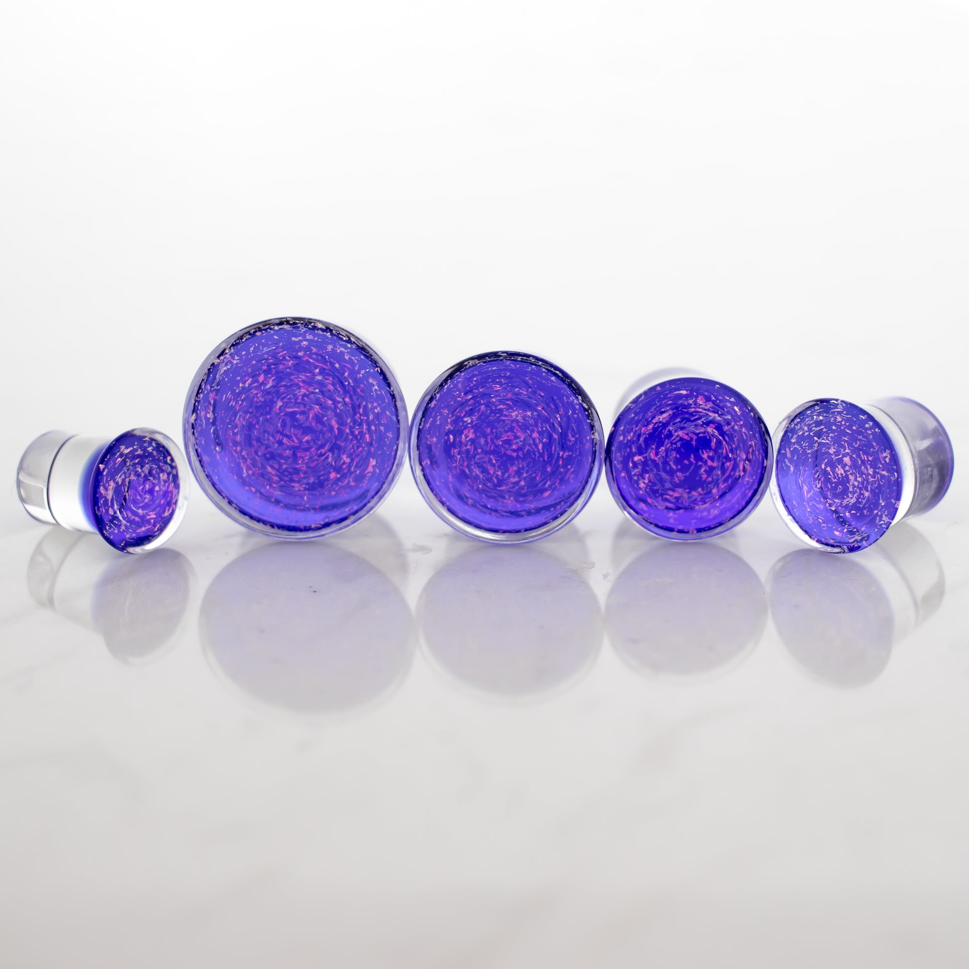 Candy Apple Red Over Blue Dichroic Glass Single Flare Plugs - Pierced Addiction
