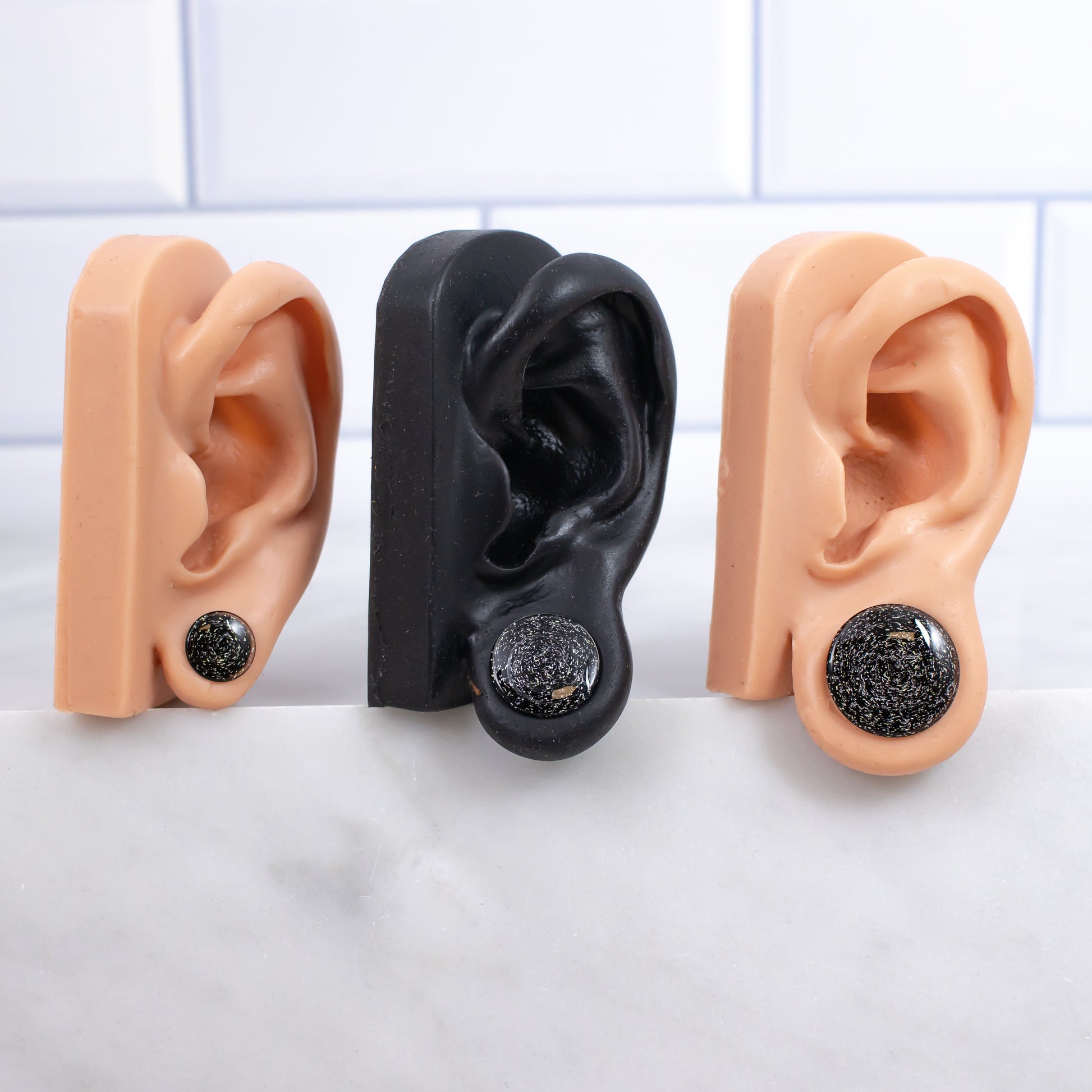 Double Flare Glass plug- Dichro Silver and Black - Pierced Addiction