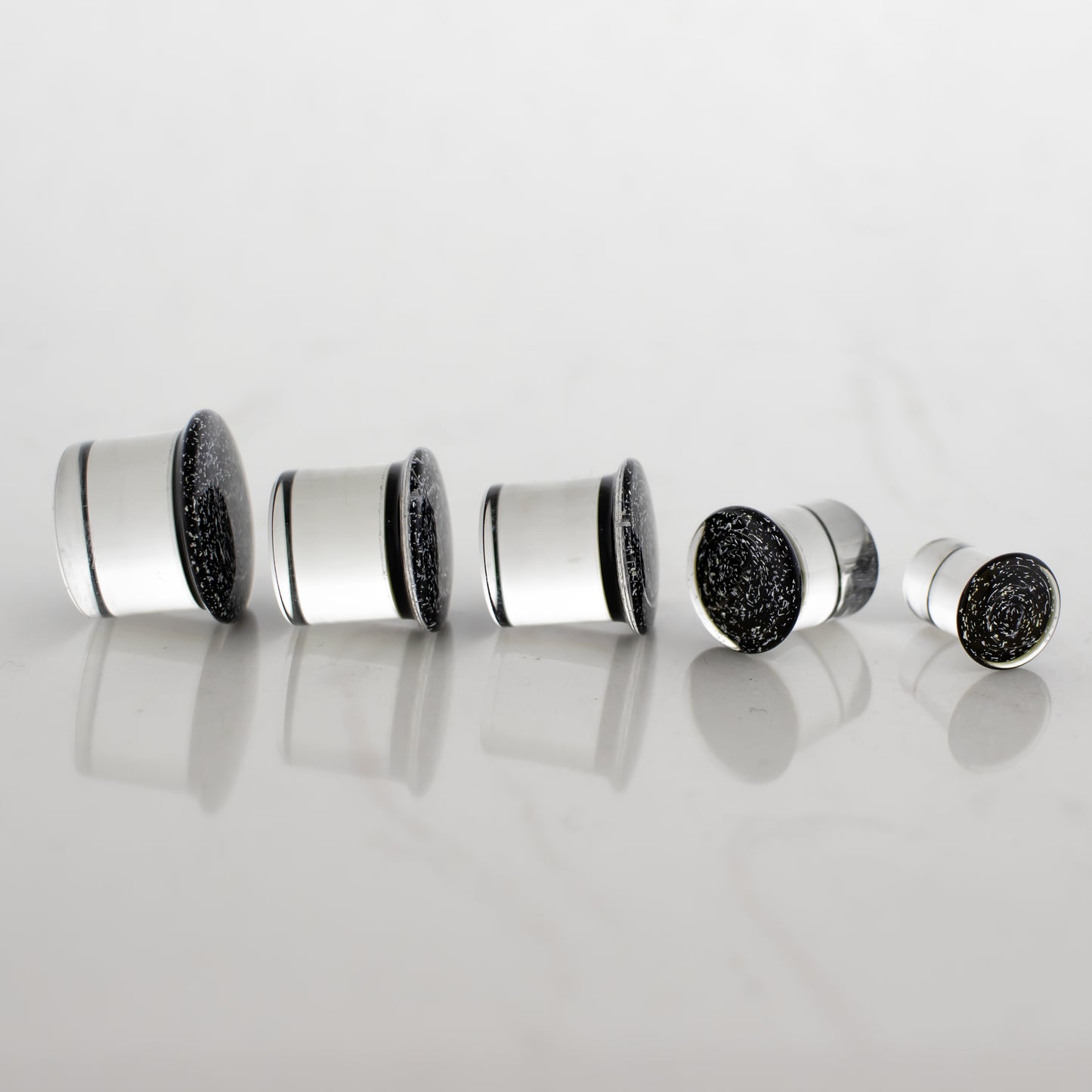 Double Flare Glass plug- Dichro Silver and Black - Pierced Addiction