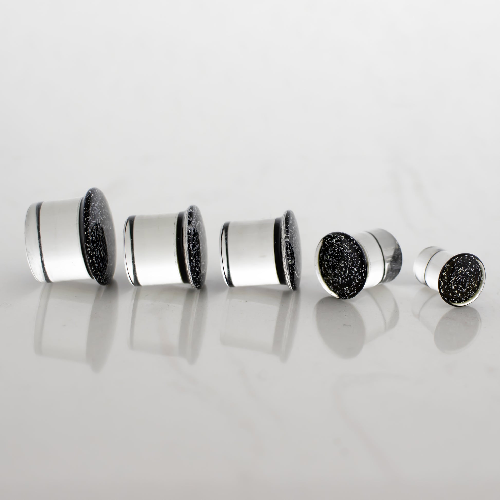 Double Flare Glass plug- Dichro Silver and Black - Pierced Addiction
