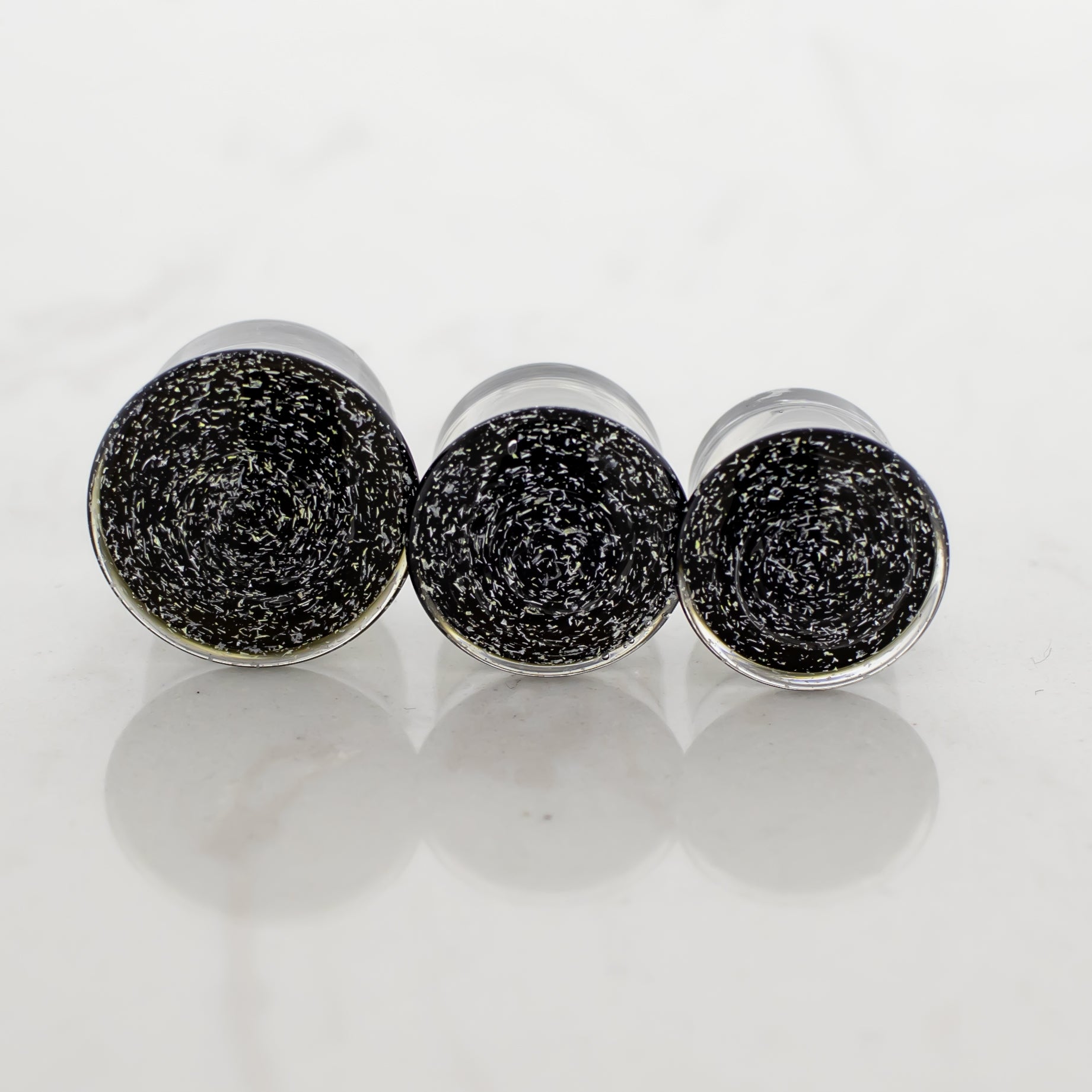 Double Flare Glass plug- Dichro Silver and Black - Pierced Addiction