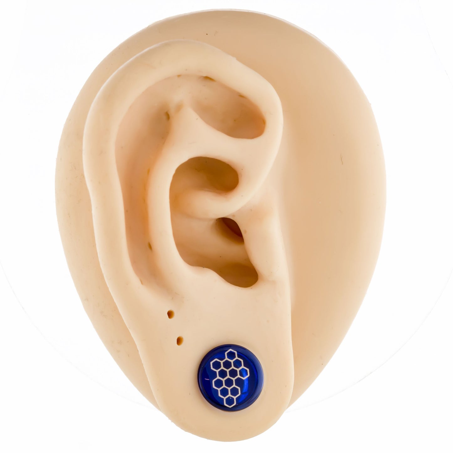 Single Flare Blue Glass Plug w/ Silver Honeycomb Decal – 00G–1" - Pierced Addiction