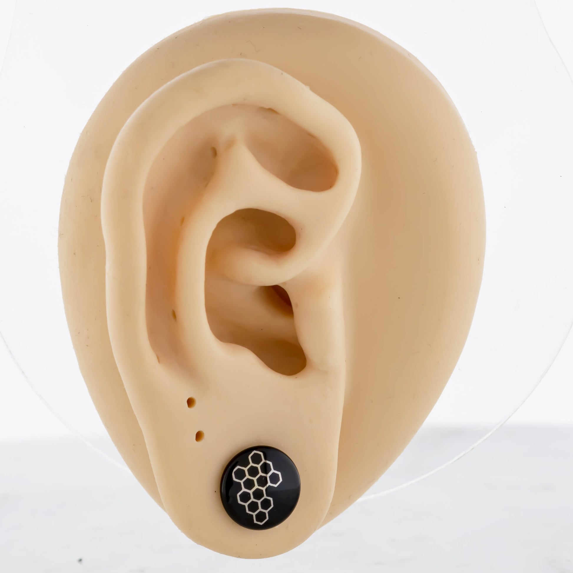 Single Flare Black Glass Plug w/ Silver Honeycomb Decal – 7/16"–1" - Pierced Addiction