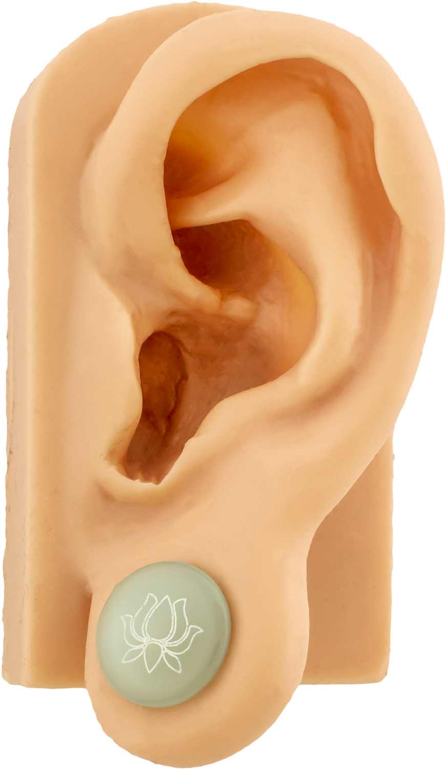 Single Flare Sea Green Plug with Silver Lotus Decal | Borosilicate Glass Jewelry - Pierced Addiction