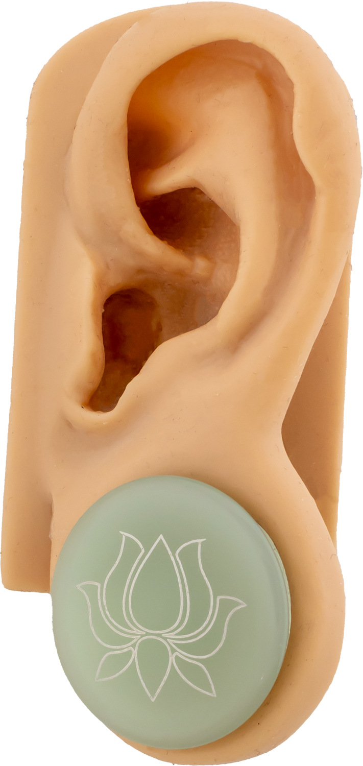 Single Flare Sea Green Plug with Silver Lotus Decal | Borosilicate Glass Jewelry - Pierced Addiction