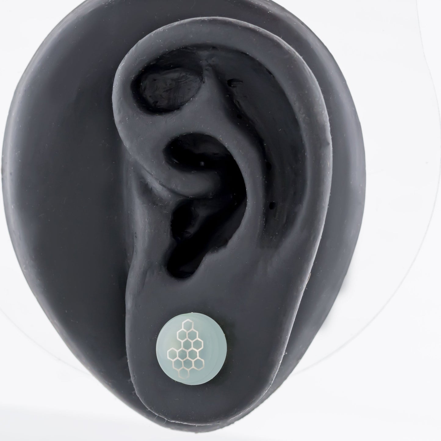 Single Flare Sea Green Glass Plug w/ Silver Honeycomb Decal – 00G–1" - Pierced Addiction