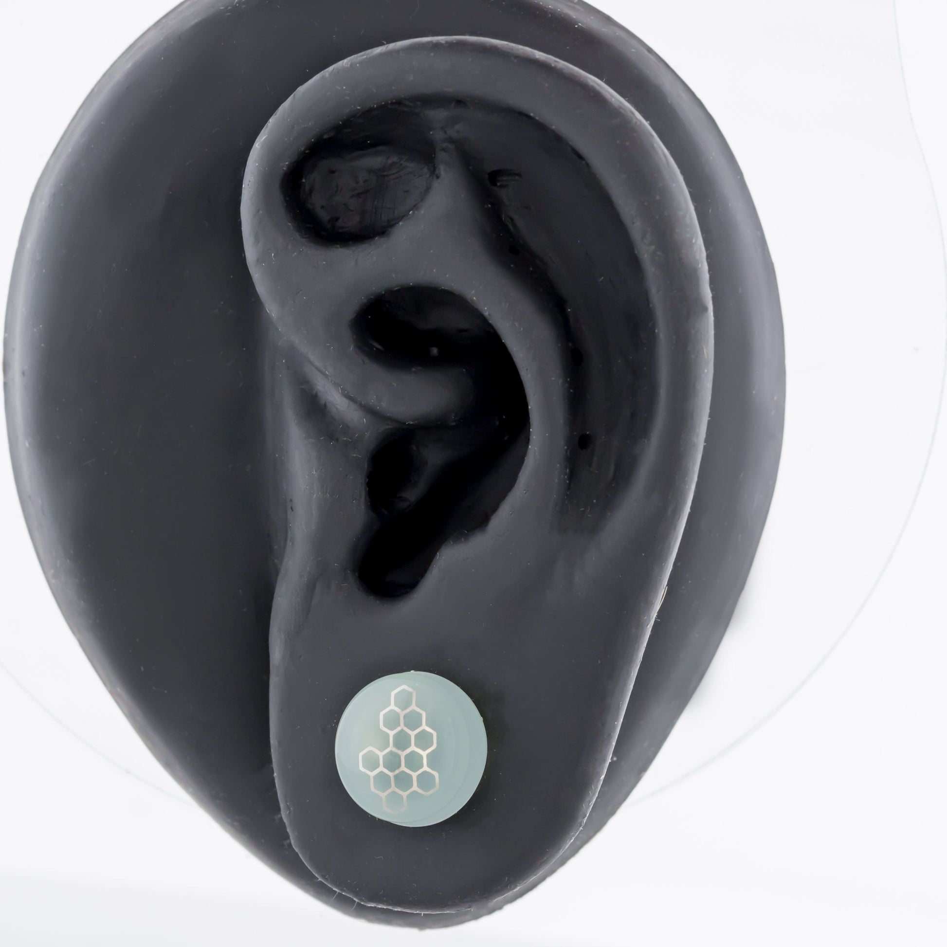 Single Flare Sea Green Glass Plug w/ Silver Honeycomb Decal – 00G–1" - Pierced Addiction