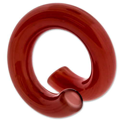 Red Borosilicate Glass Coil Ear Hangers – Handmade USA, 8G–2G - Pierced Addiction