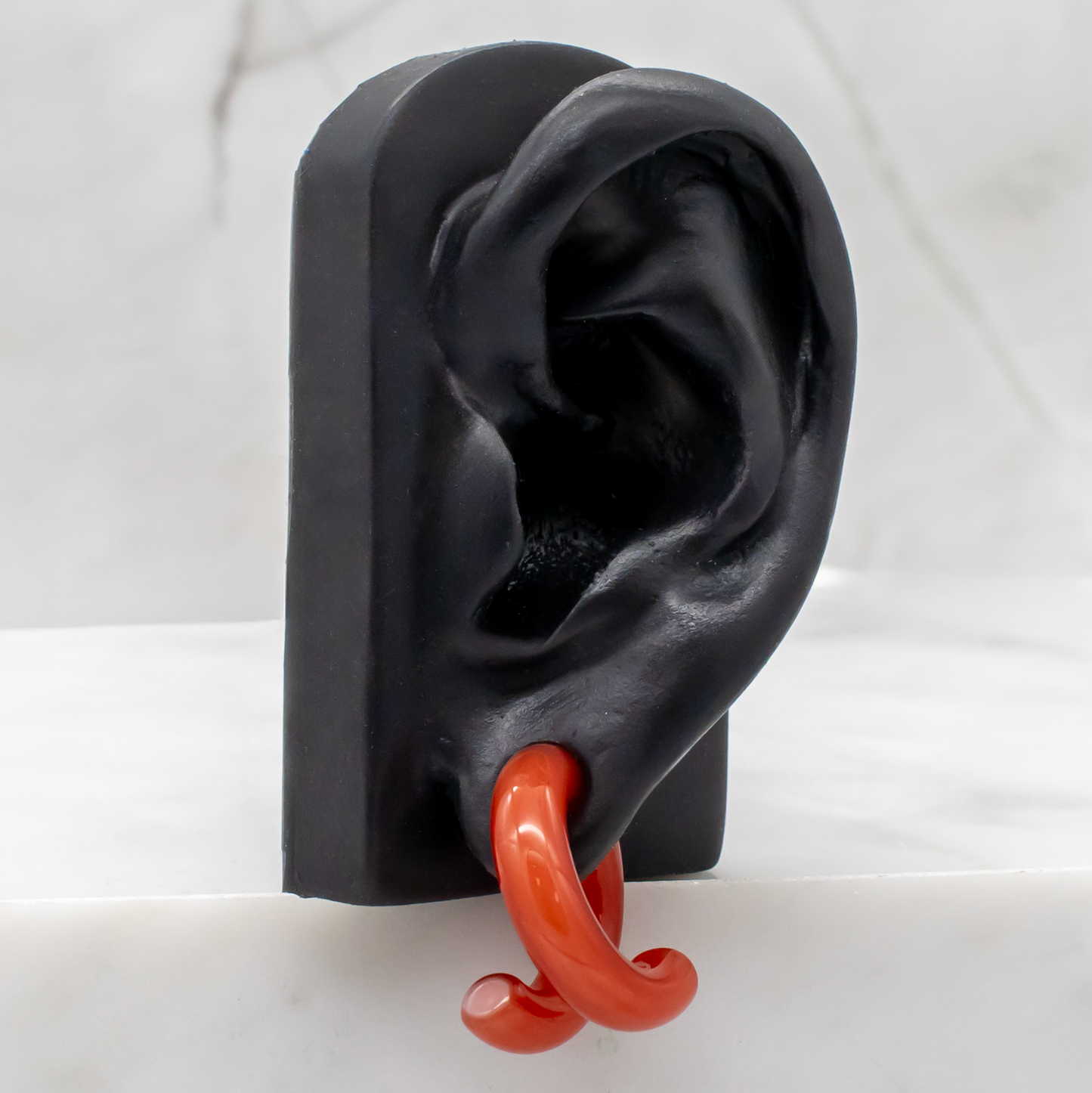 Red Borosilicate Glass Coil Ear Hangers – Handmade USA, 8G–2G - Pierced Addiction