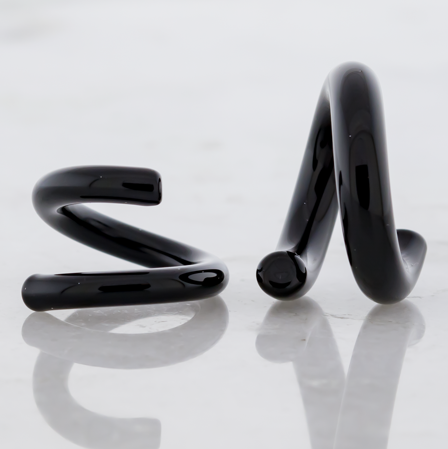 Fade to Black Borosilicate Glass Coil Ear Hangers – 8G–2G - Pierced Addiction