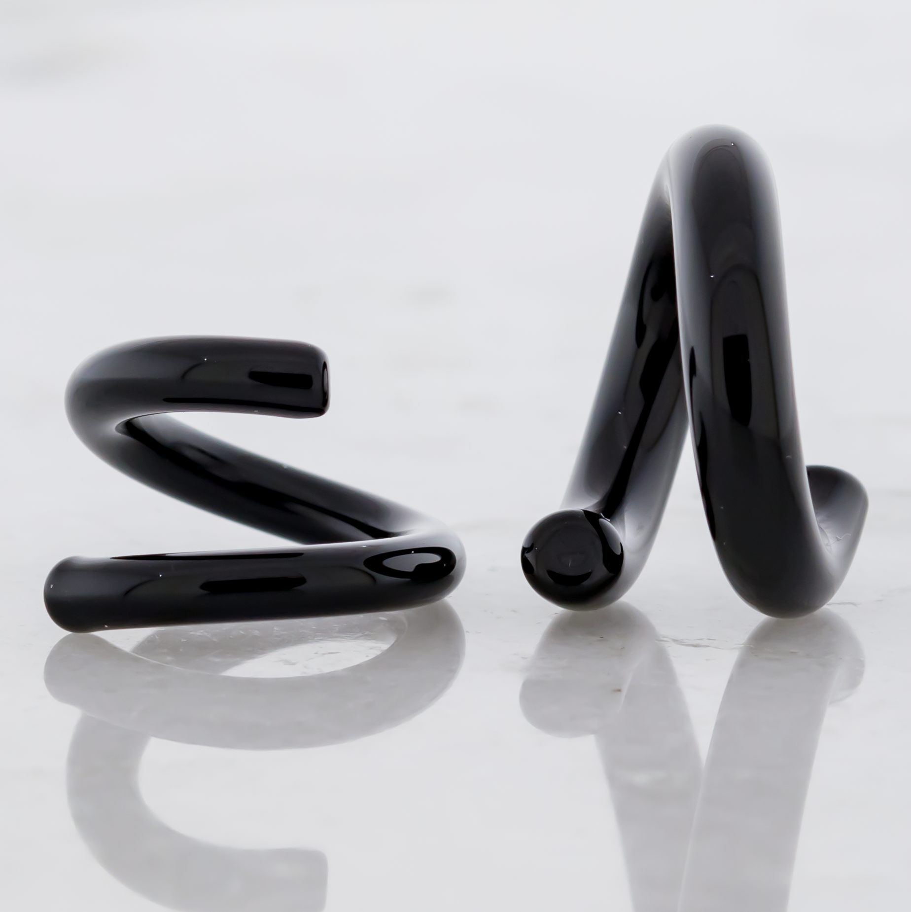 Fade to Black Borosilicate Glass Coil Ear Hangers – 8G–2G - Pierced Addiction