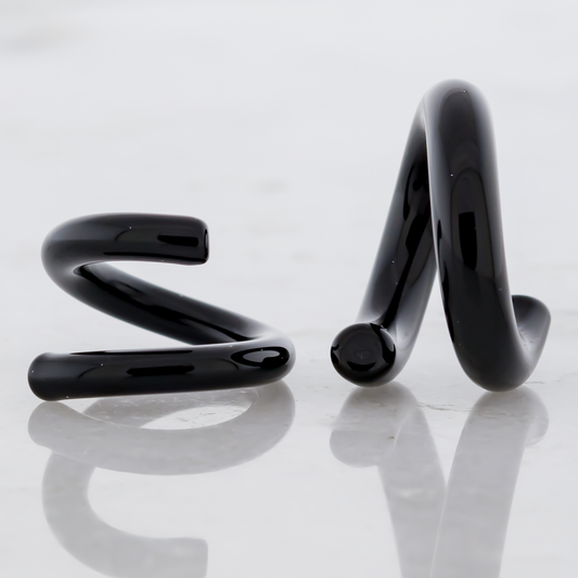 Fade to Black Borosilicate Glass Coil Ear Hangers – 8G–2G - Pierced Addiction