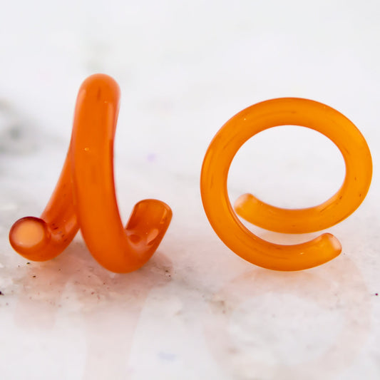 Peach Borosilicate Glass Coil Ear Hangers – Handmade USA, 8G–2G - Pierced Addiction
