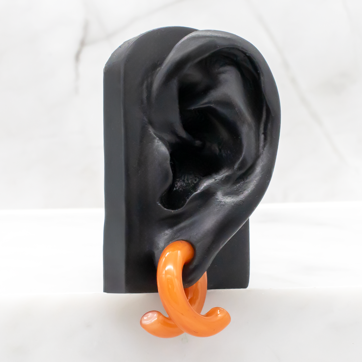 Peach Borosilicate Glass Coil Ear Hangers – Handmade USA, 8G–2G - Pierced Addiction