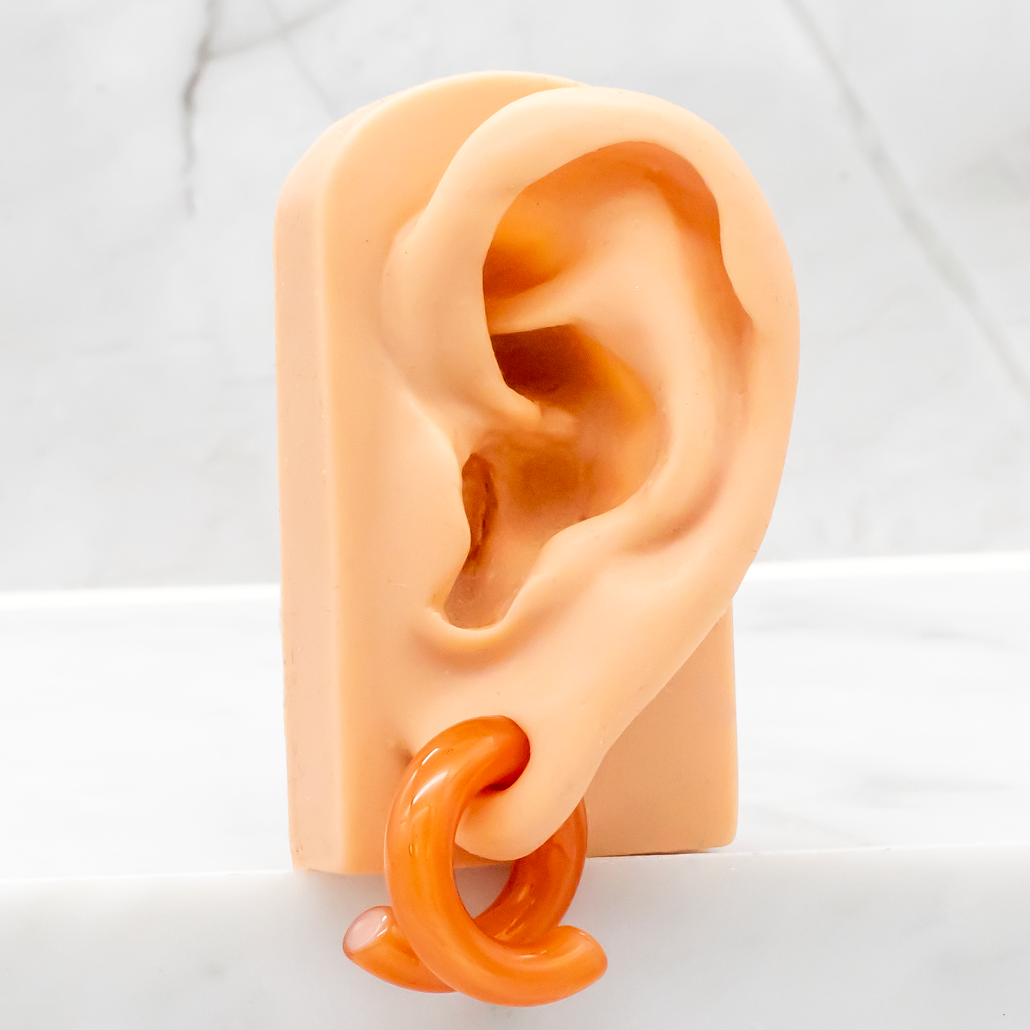 Peach Borosilicate Glass Coil Ear Hangers – Handmade USA, 8G–2G - Pierced Addiction