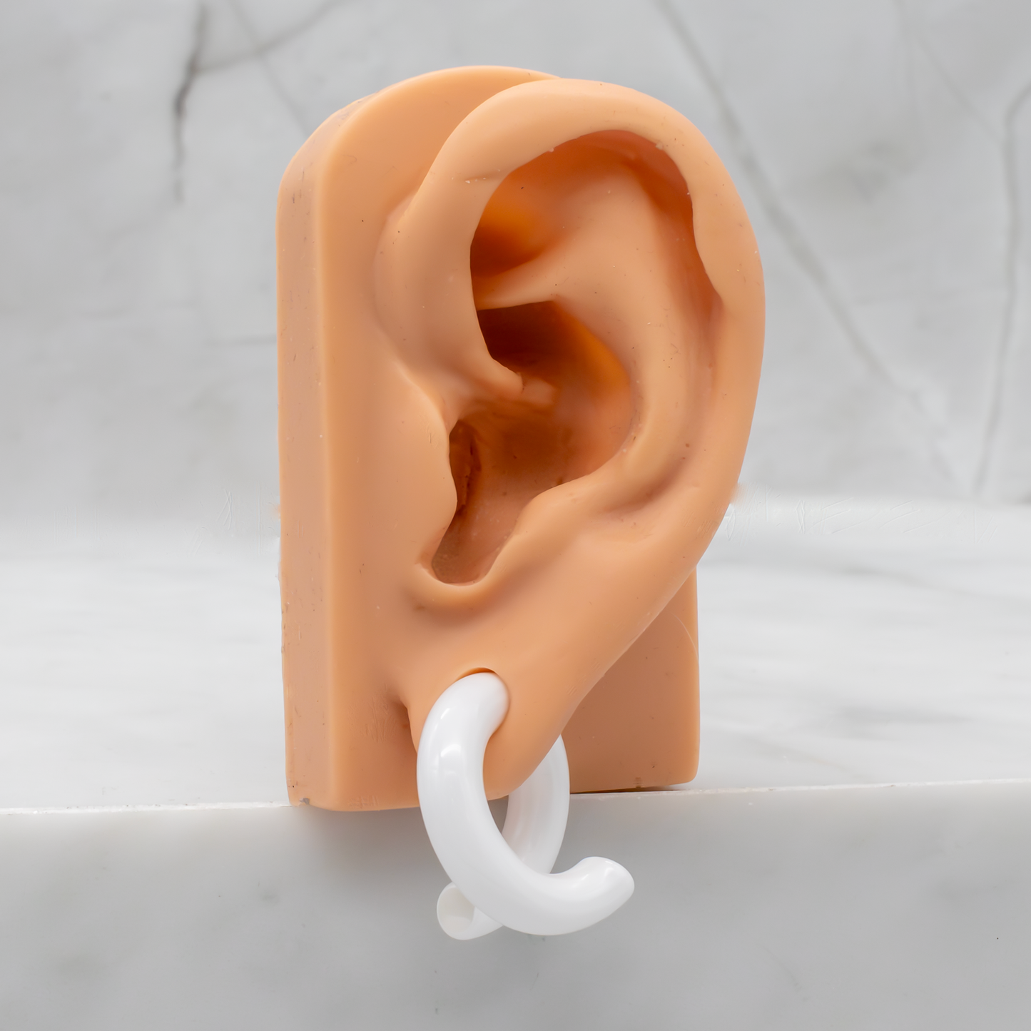 White Borosilicate Glass Coil Ear Hangers – 8G–2G - Pierced Addiction
