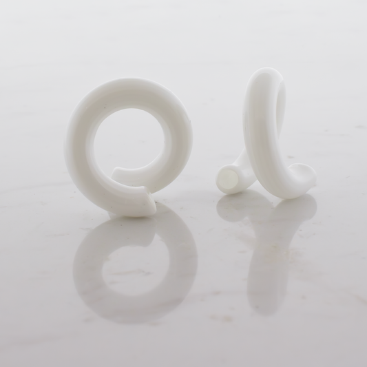 White Borosilicate Glass Coil Ear Hangers – 8G–2G - Pierced Addiction