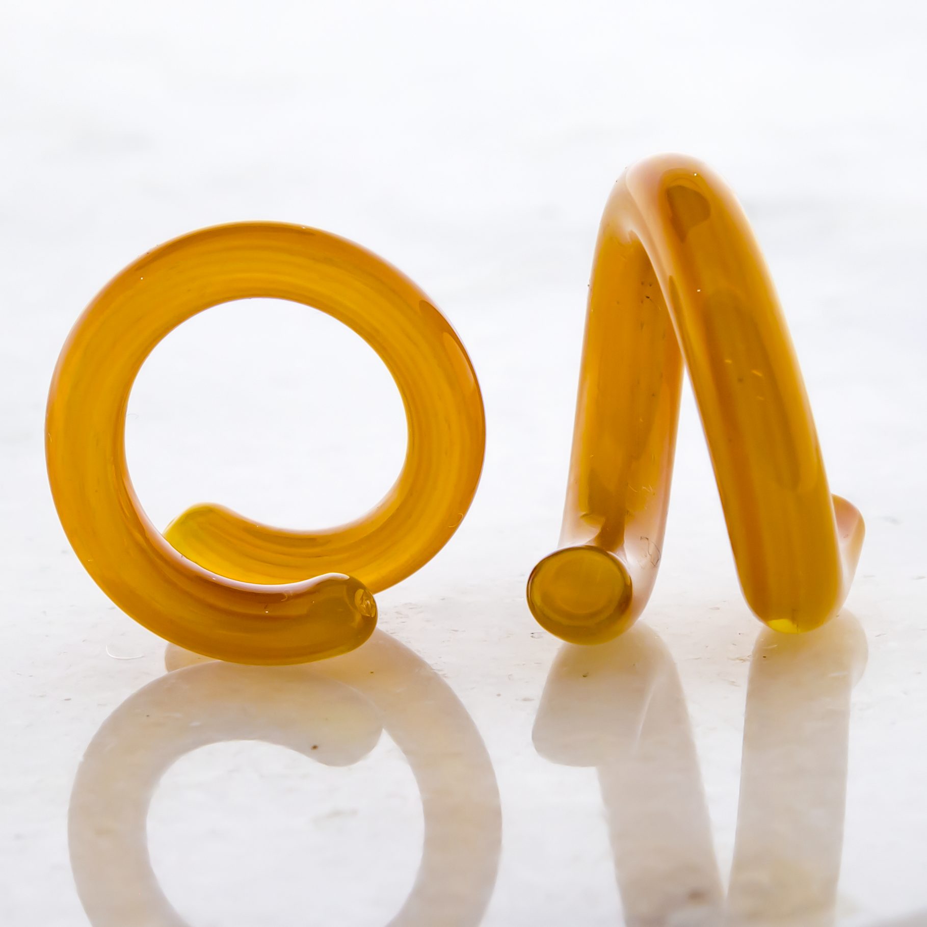 Yellow Thai Borosilicate Glass Coil Ear Hangers – Handmade USA, 8G–2G - Pierced Addiction