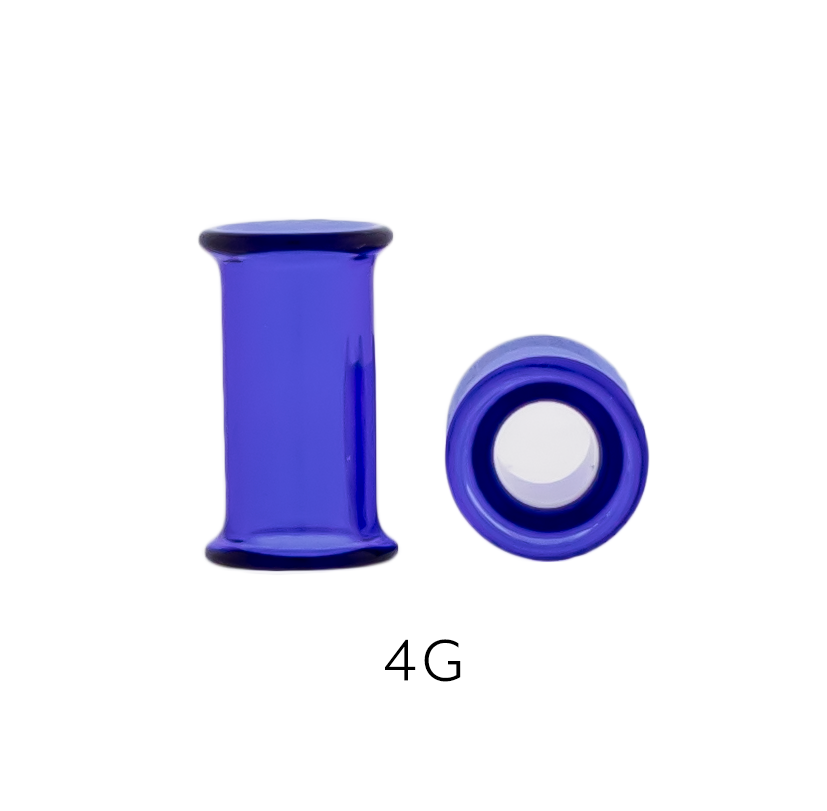 Glass Double Flare Tunnel - Cobalt Blue