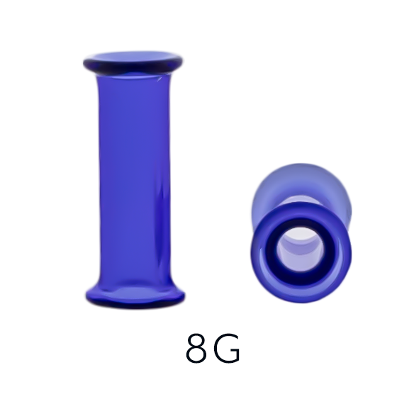 Glass Double Flare Tunnel - Cobalt Blue