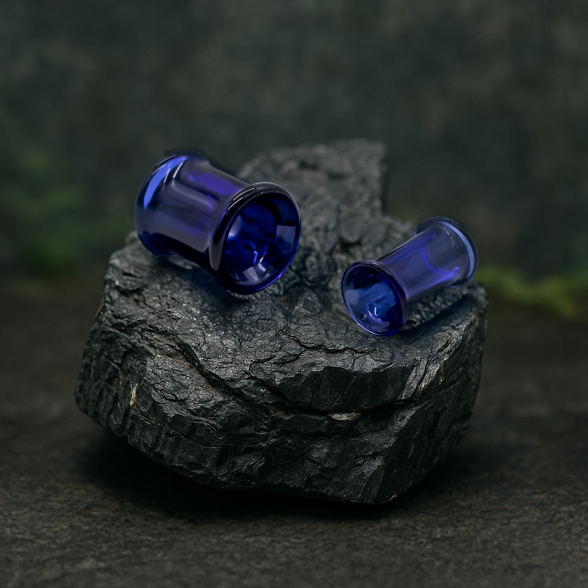 Glass Double Flare Tunnel - Cobalt Blue - Pierced Addiction