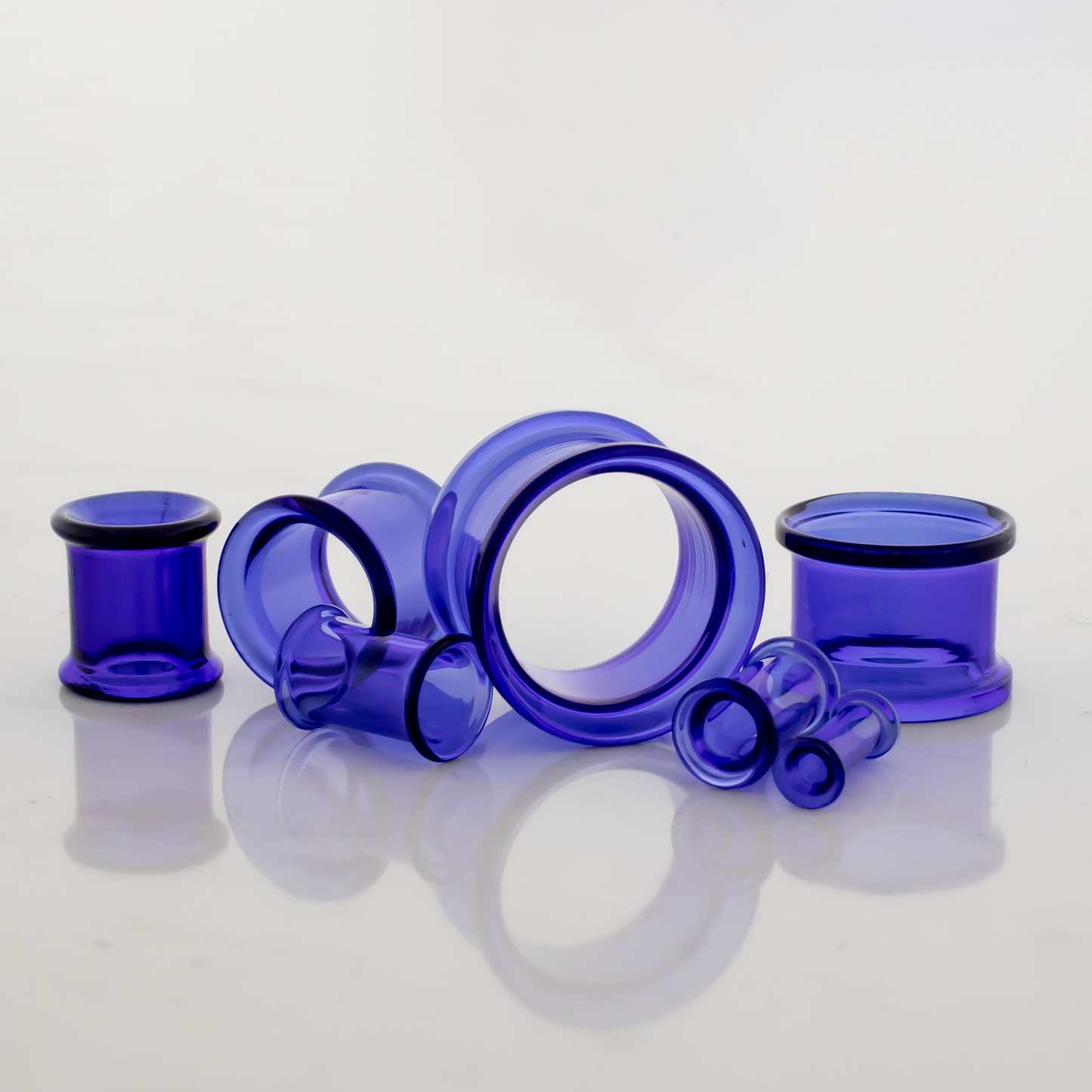 Glass Double Flare Tunnel - Cobalt Blue