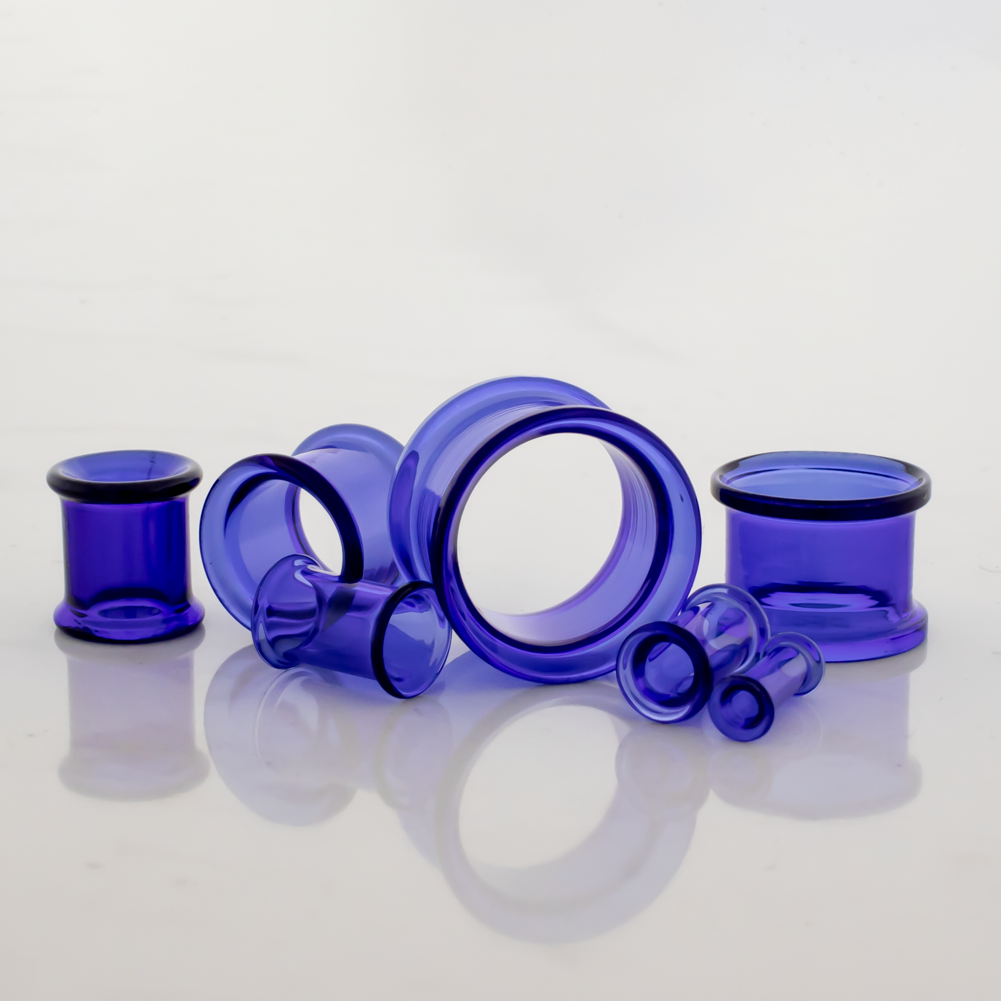 Glass Double Flare Tunnel - Cobalt Blue