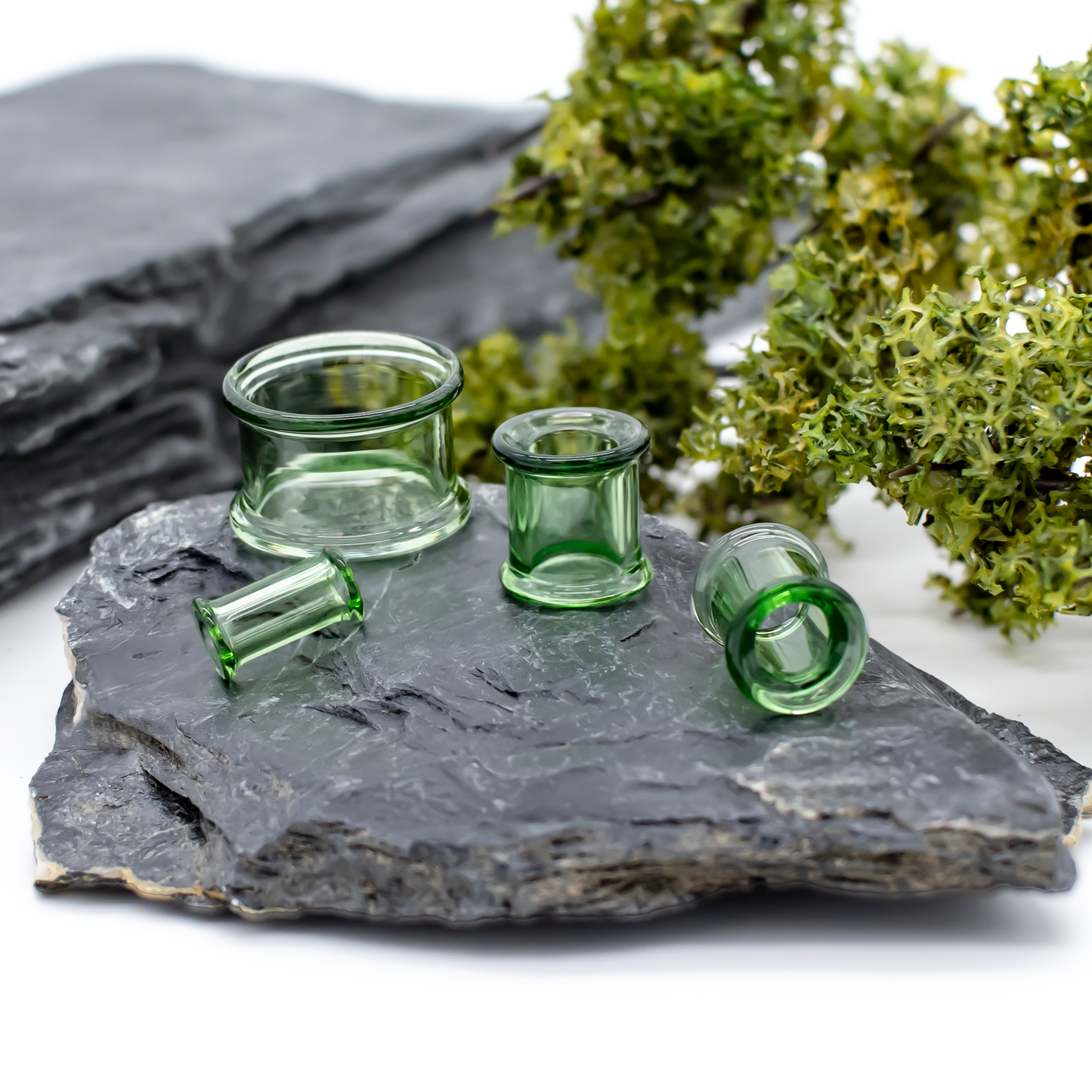 Glass Double Flare Tunnel - Transparent Green - Pierced Addiction