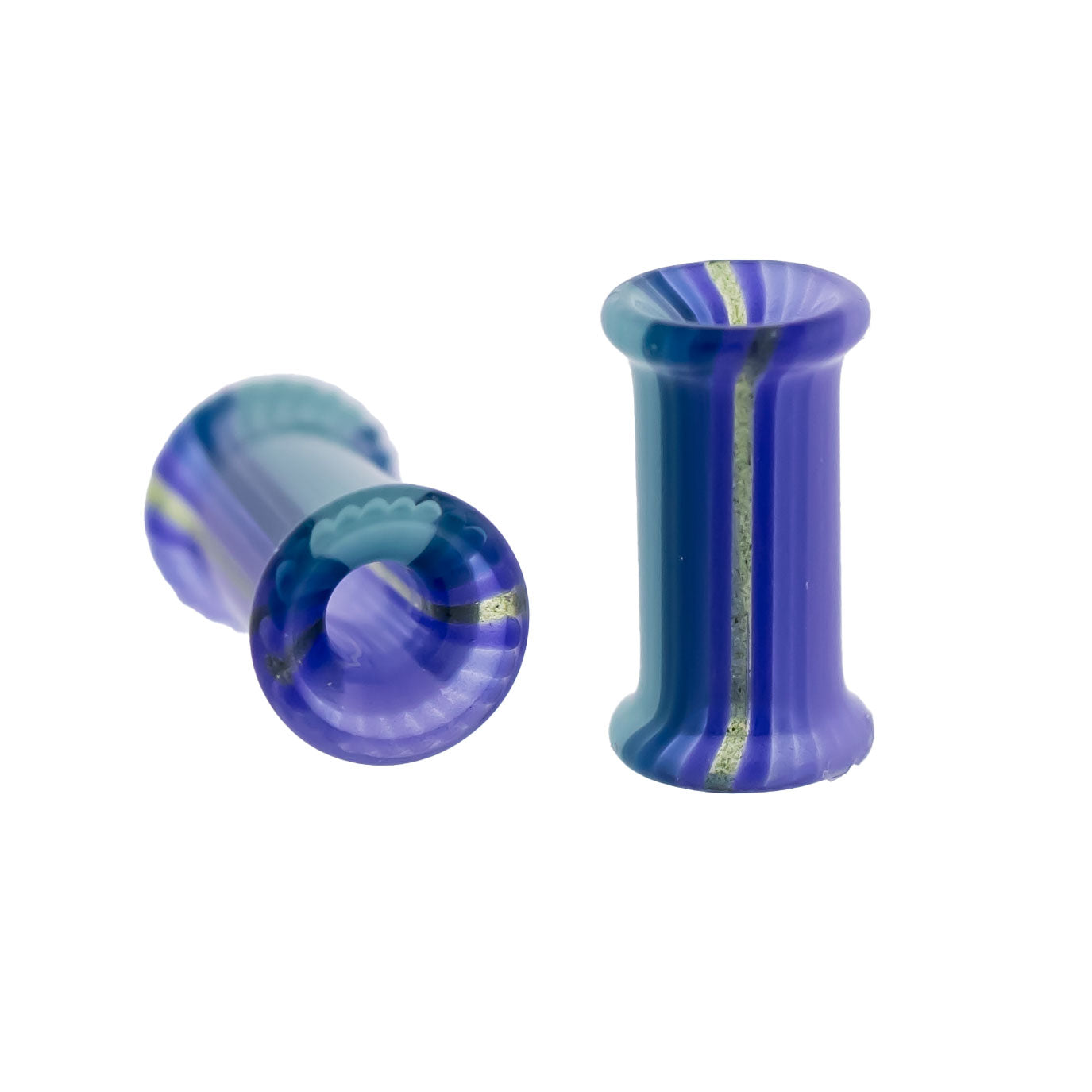 Pair Glass Double Flare Tunnels - Purple Waters - Pierced Addiction