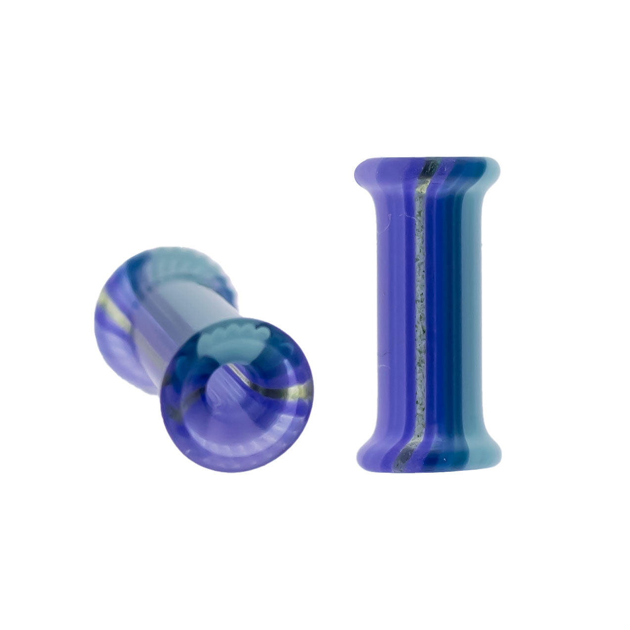 Pair Glass Double Flare Tunnels - Purple Waters - Pierced Addiction