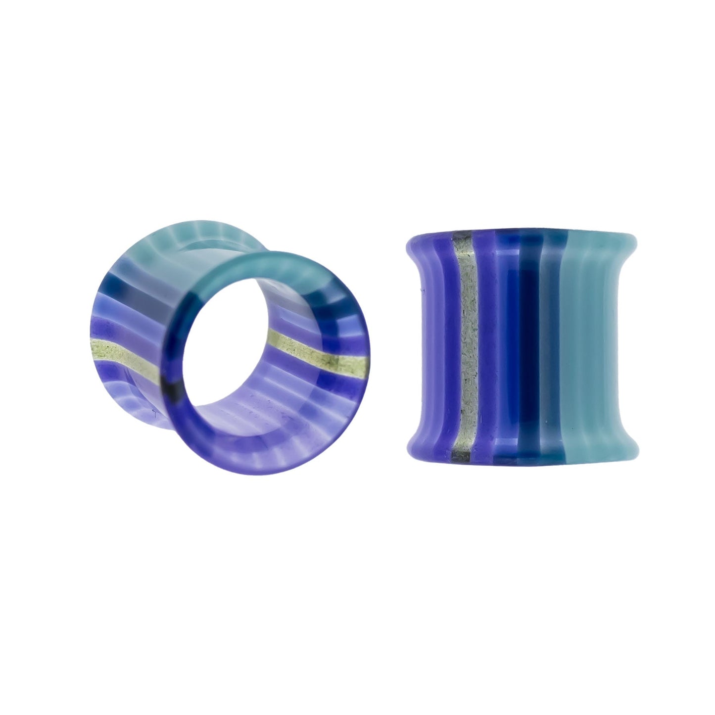 Pair Glass Double Flare Tunnels - Purple Waters - Pierced Addiction