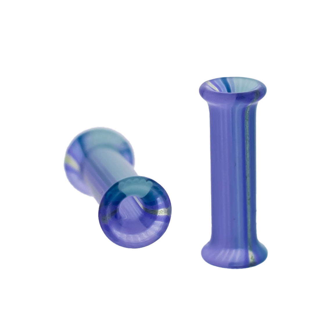 Pair Glass Double Flare Tunnels - Purple Waters - Pierced Addiction